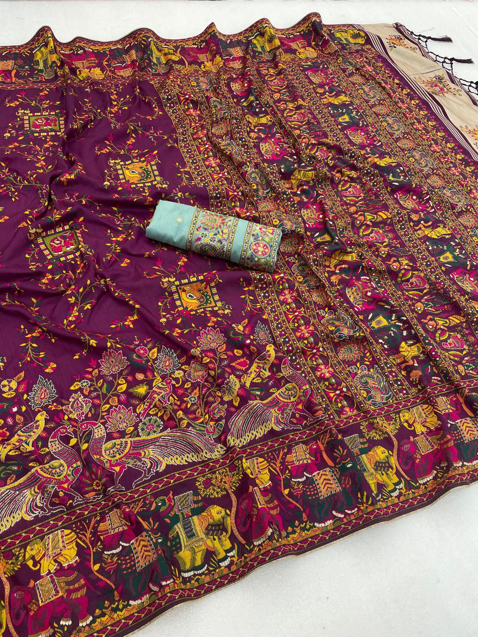 Royal Pashmina Soft Silk Elegance Saree -WINE