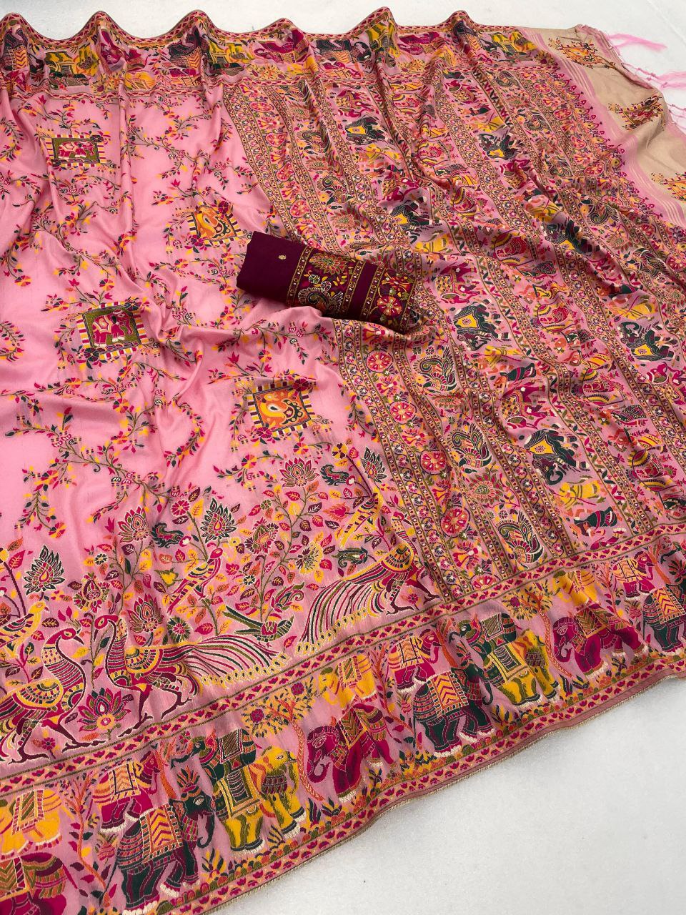 Royal Pashmina Soft Silk Elegance Saree -PINK