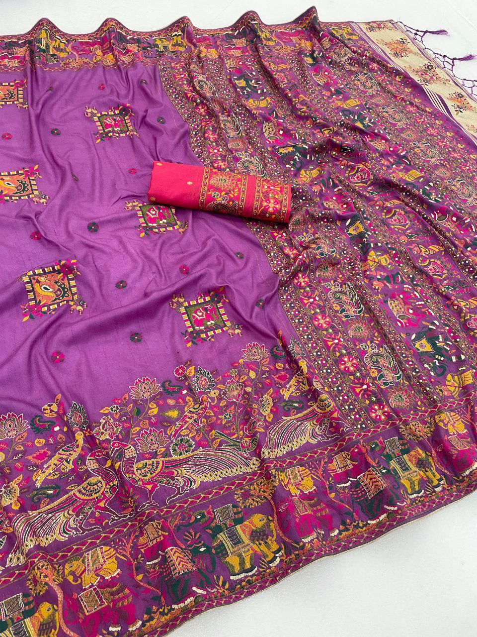 Royal Pashmina Soft Silk Elegance Saree - LIGHT PURPLE