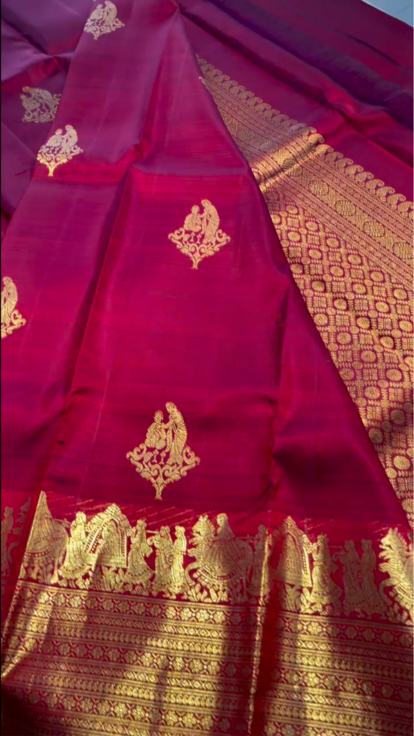 Wine Pallaku Kanchipuram Slik Saree