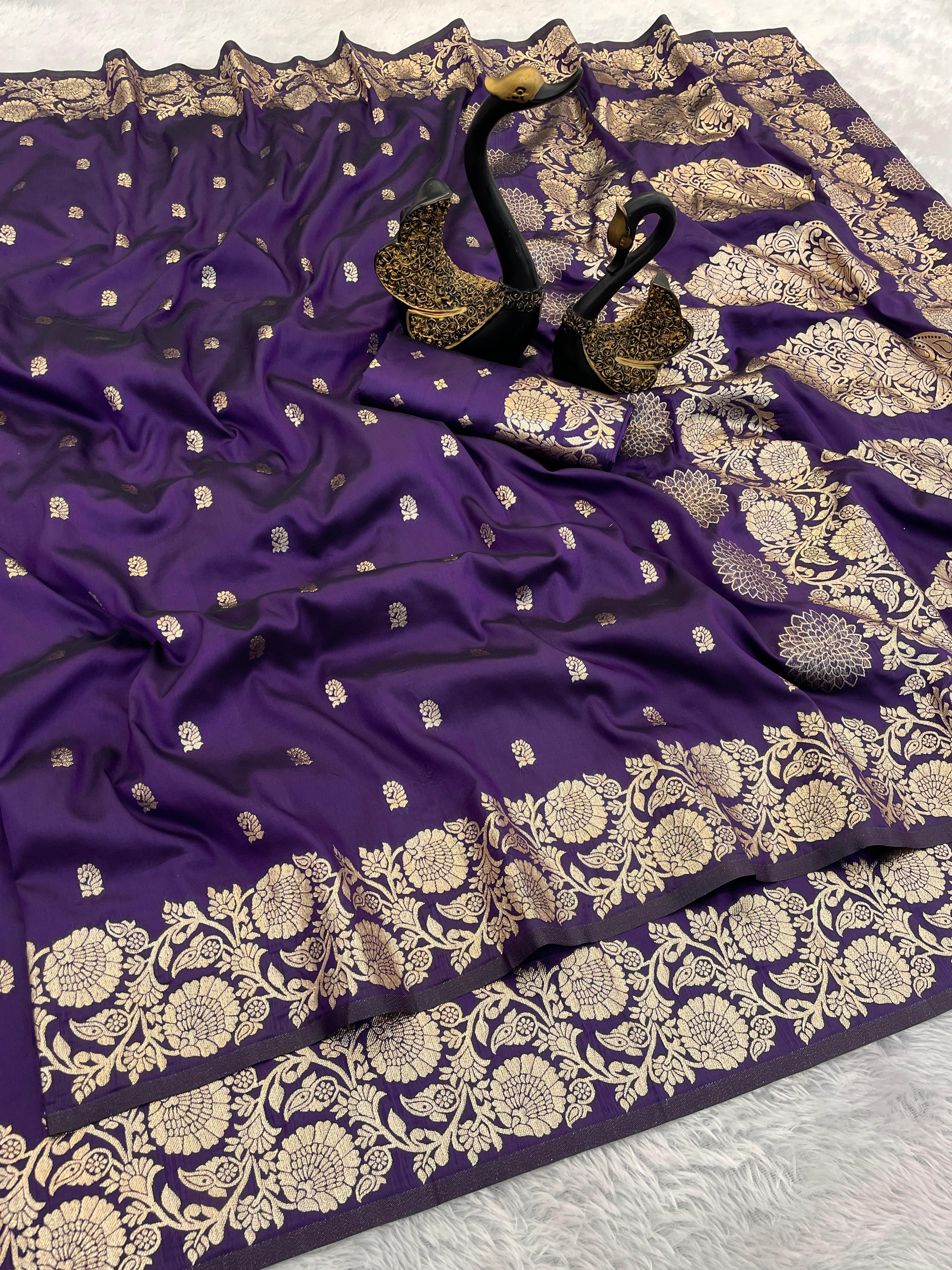 Pure Soft Banarasi Silk Sarees -purple