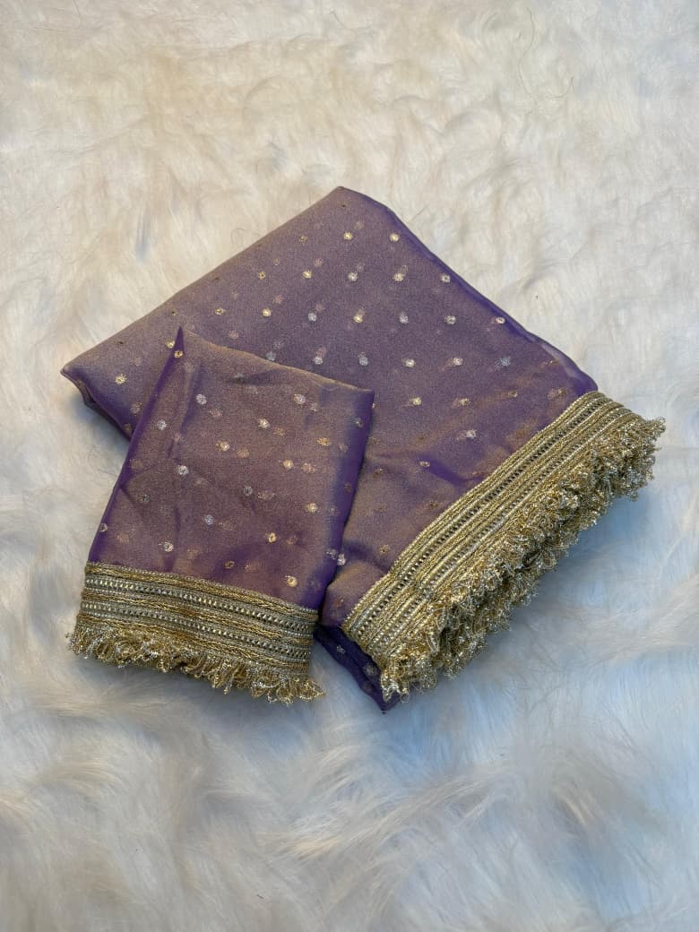 Royal Purple NC Moss Satin Saree with Maharani Big Border