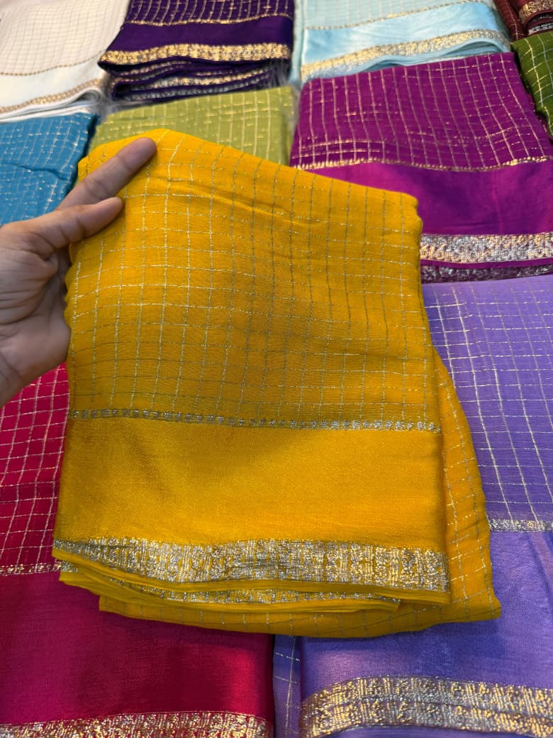 Elegant Bloom Georgette yellow Saree With Running Blouse