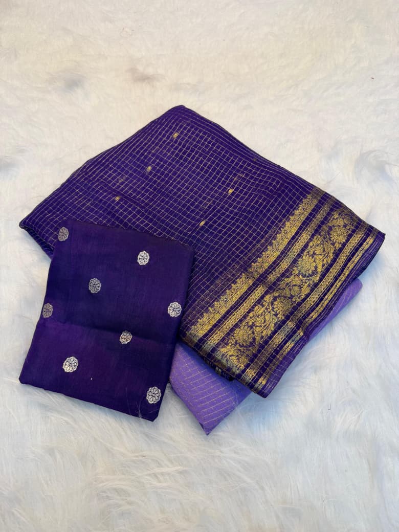Elegant Viscose Georgette Saree with 2D Concept & Premium Dola Silk Blouse- PURPLE
