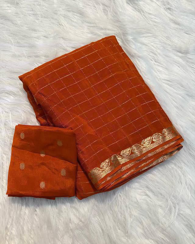 New Colour orange Viscose Georgette Saree With Viscose Blouse