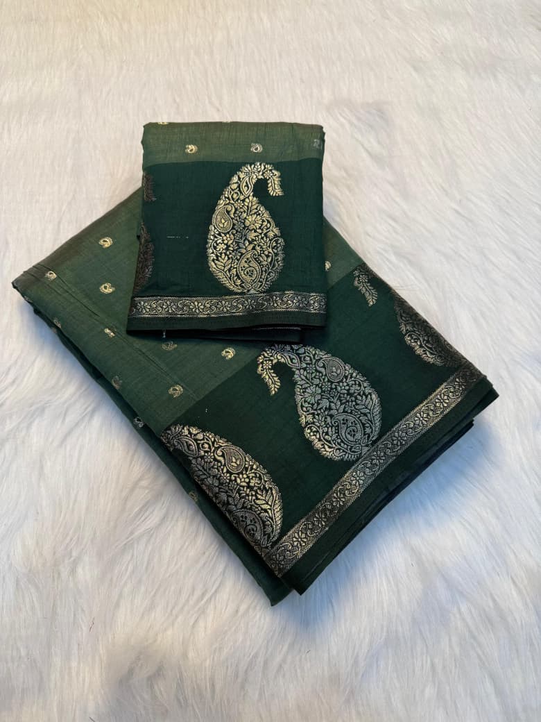 Royal Paithani Style Saree with Artistic Peacock Weaving & Elegant Zari Detailing - GREEN