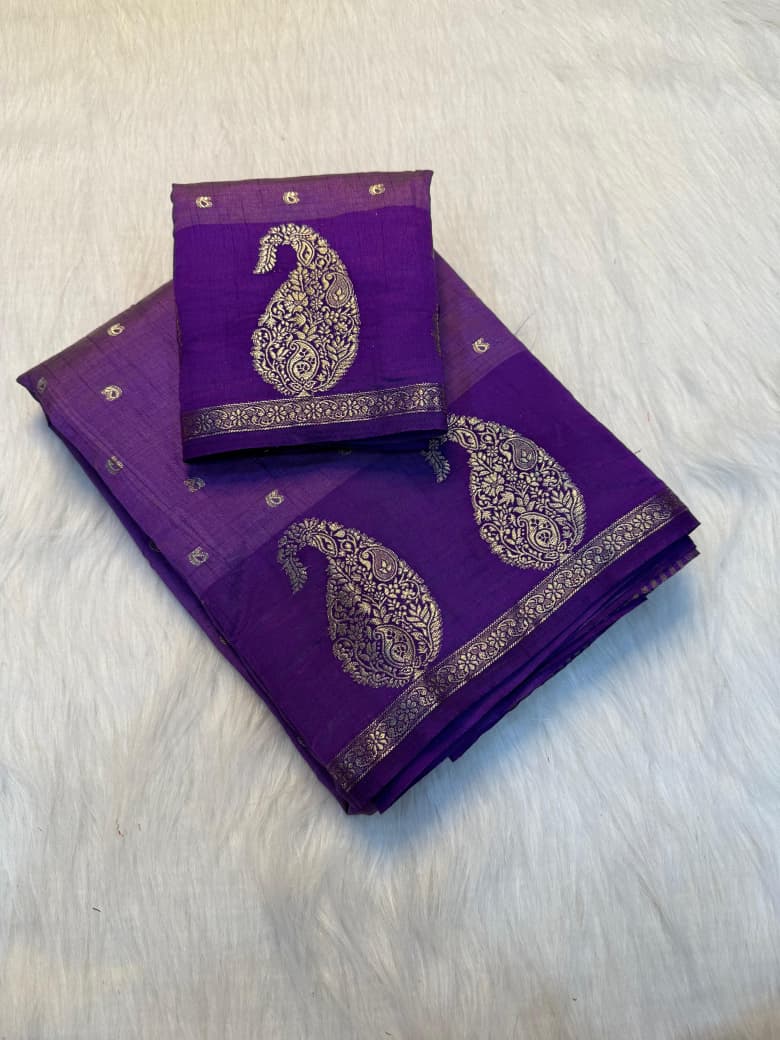 Royal Paithani Style Saree with Artistic Peacock Weaving & Elegant Zari Detailing - dark purple
