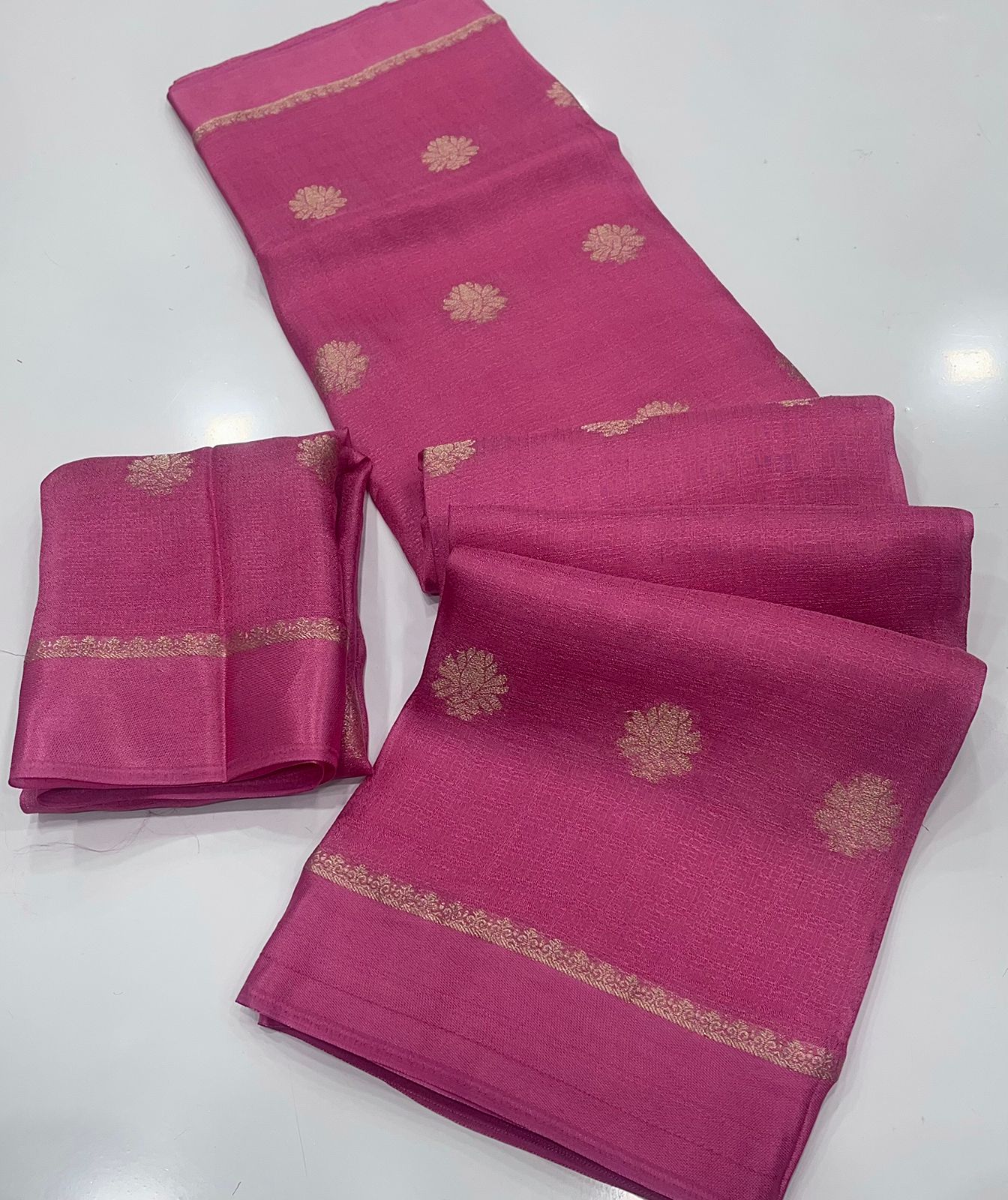 Soft Viscose Khadi Silk Designer Saree with Satin Border LIGHT PINK