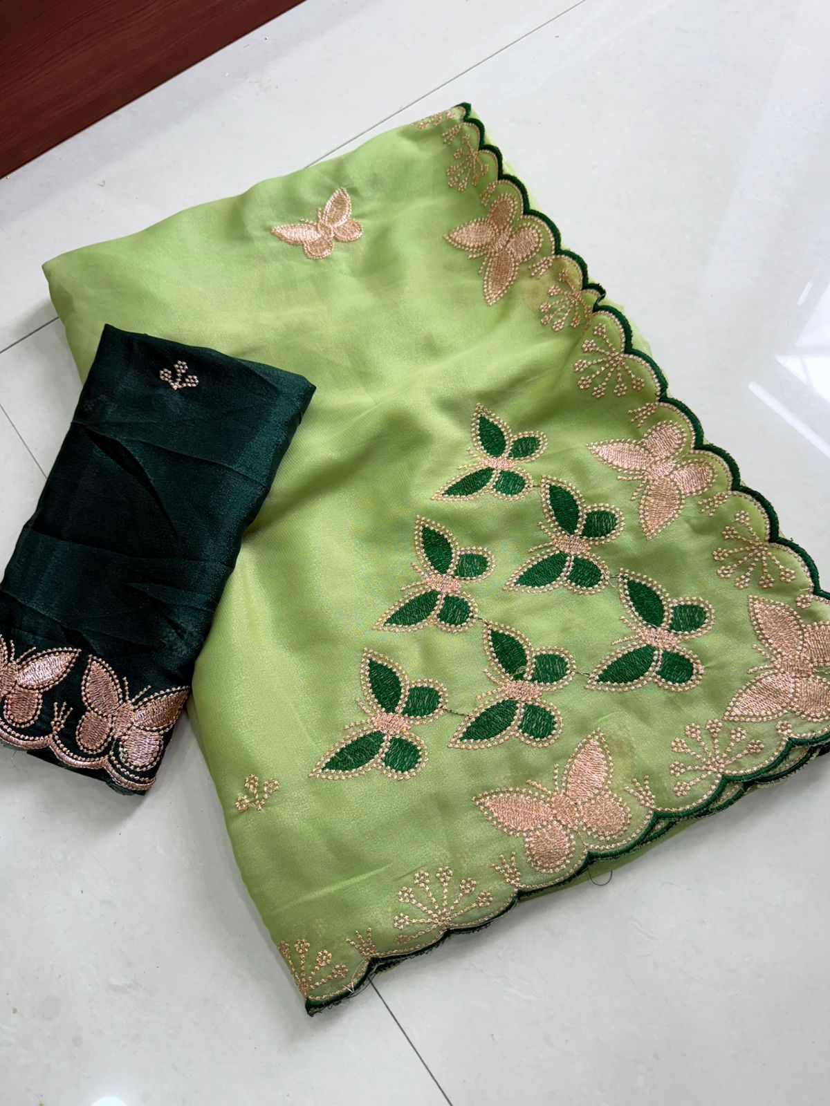 Designer Star Georgette Saree with Multi Embroidery Work - PISTA