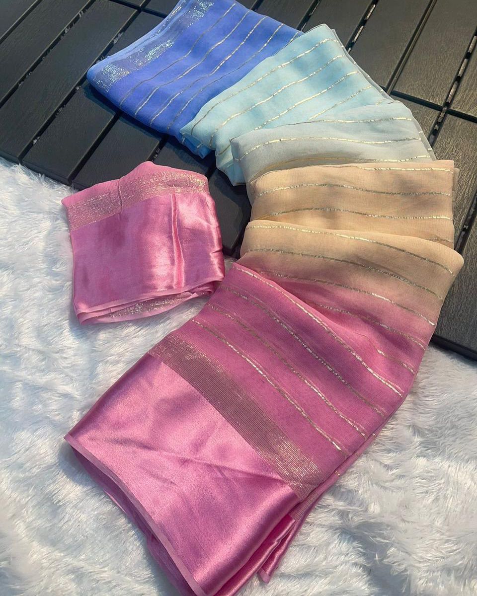 Elegant Rainbow Shade Georgette Saree