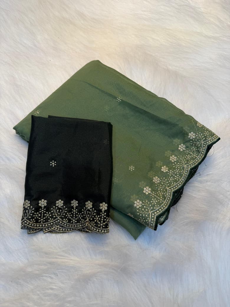 Stunning Embroidery Work Party Wear Saree PISTA