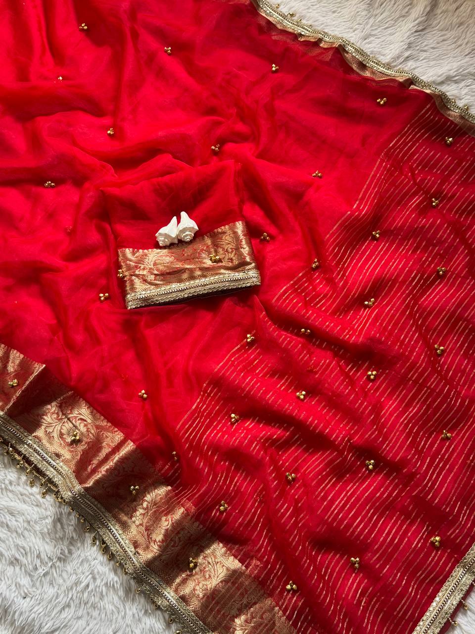 Trending Real Ghungroo Tissu Silk Saree with Designer Pallu-RED