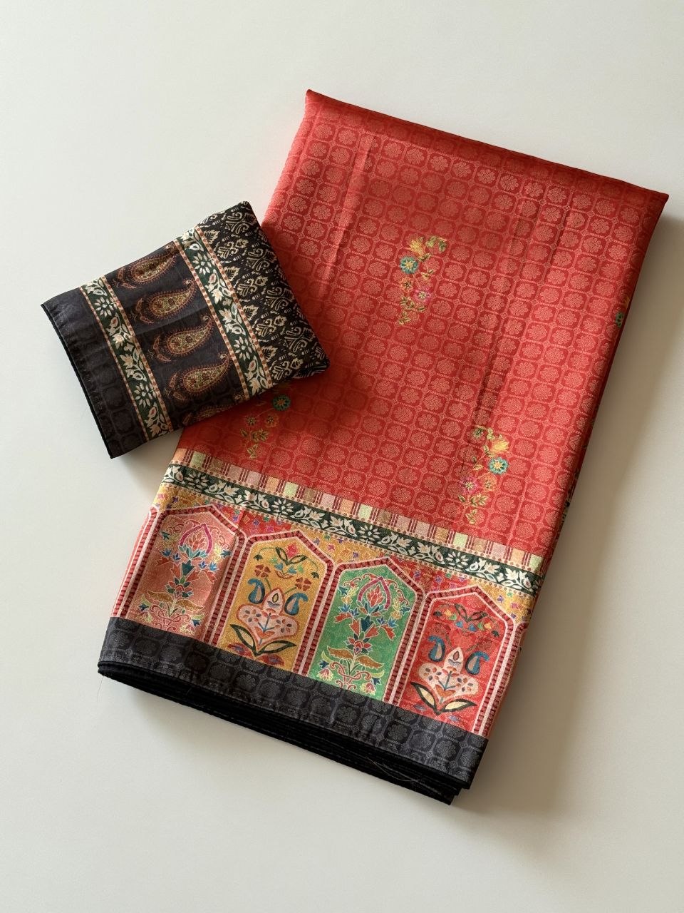 Rajwada Digital Print Saree - RED